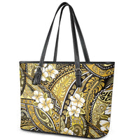Polynesian Hibiscus Tropical Yellow Floral Leather Tote Bag Tribal Pattern - Polynesian Pride