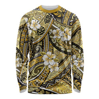 Polynesian Hibiscus Tropical Yellow Floral Long Sleeve Shirt Tribal Pattern - Polynesian Pride