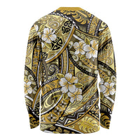 Polynesian Hibiscus Tropical Yellow Floral Long Sleeve Shirt Tribal Pattern - Polynesian Pride