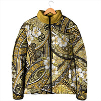 Polynesian Hibiscus Tropical Yellow Floral Padded Jacket Tribal Pattern - Polynesian Pride