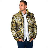 Polynesian Hibiscus Tropical Yellow Floral Padded Jacket Tribal Pattern - Polynesian Pride
