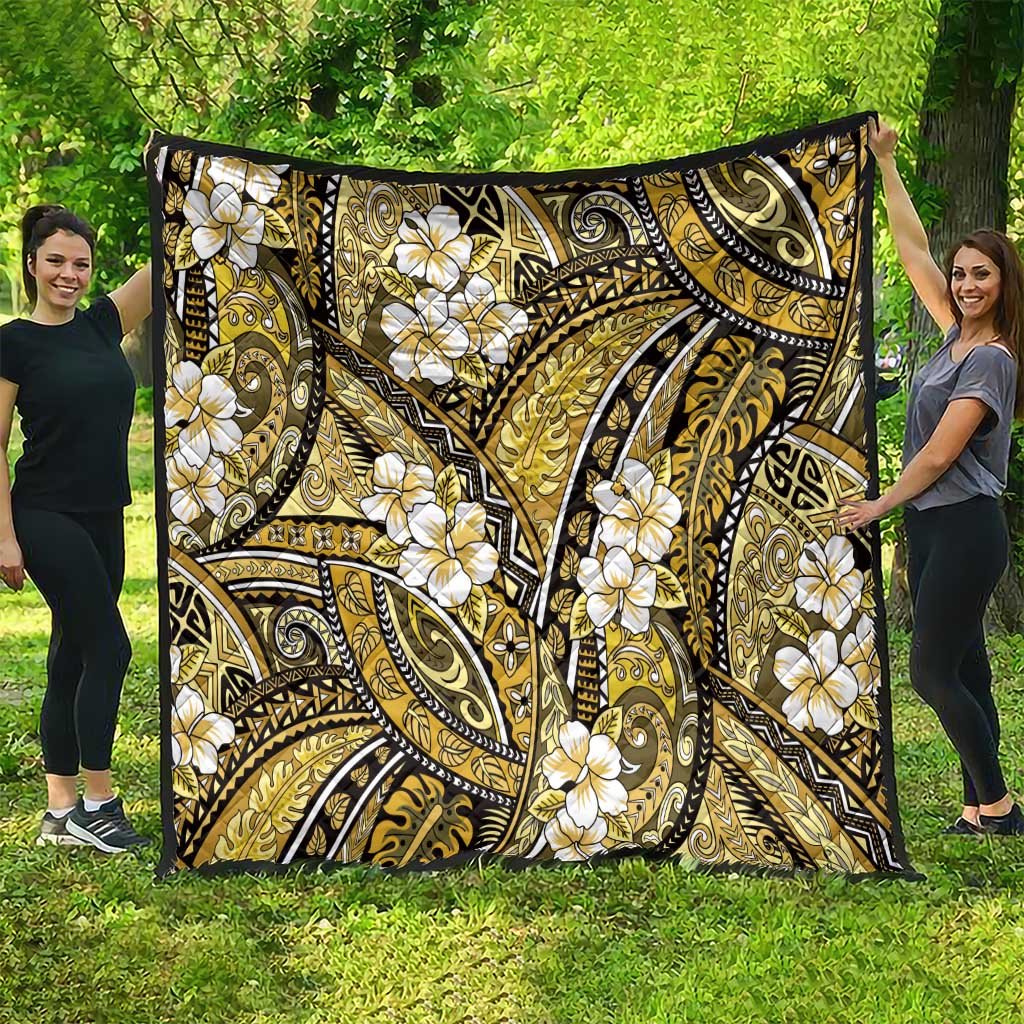 Polynesian Hibiscus Tropical Yellow Floral Quilt Tribal Pattern - Polynesian Pride