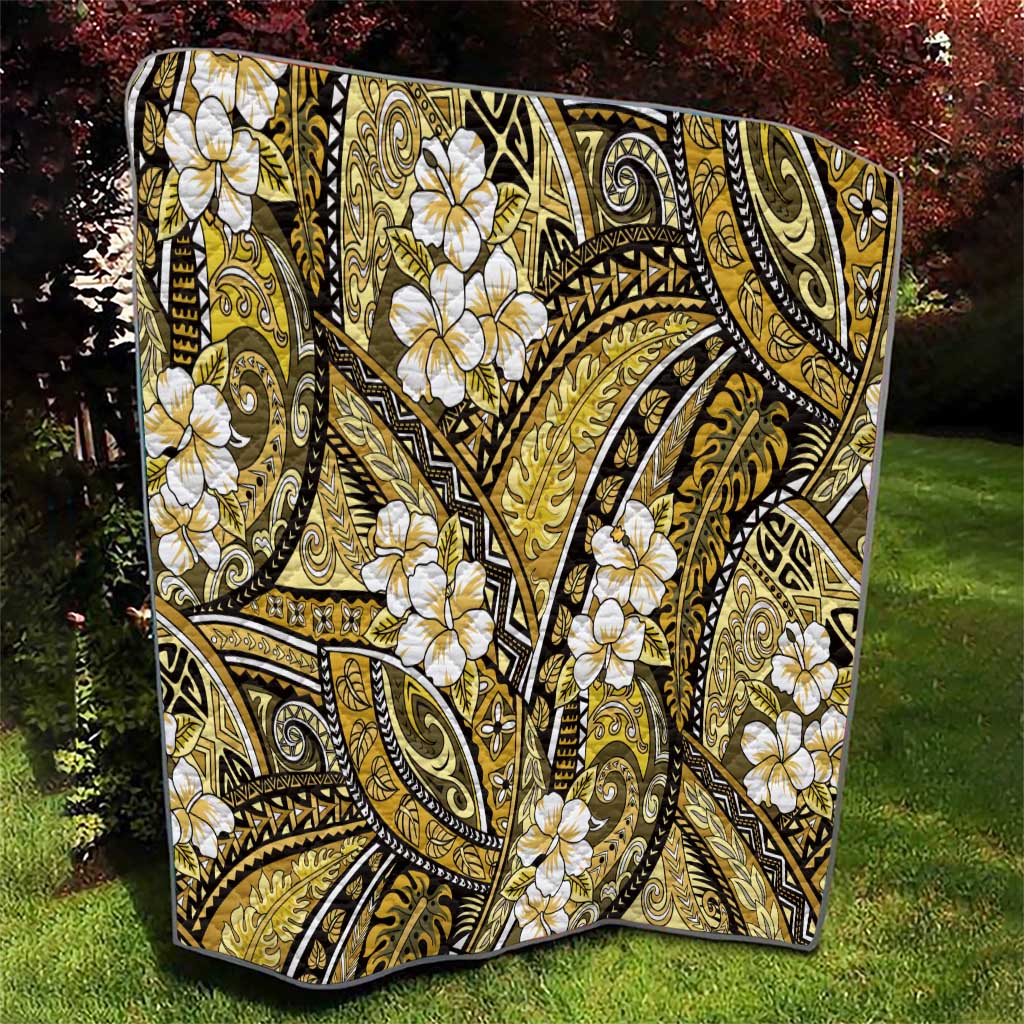 Polynesian Hibiscus Tropical Yellow Floral Quilt Tribal Pattern - Polynesian Pride