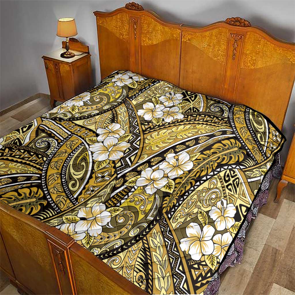 Polynesian Hibiscus Tropical Yellow Floral Quilt Tribal Pattern - Polynesian Pride