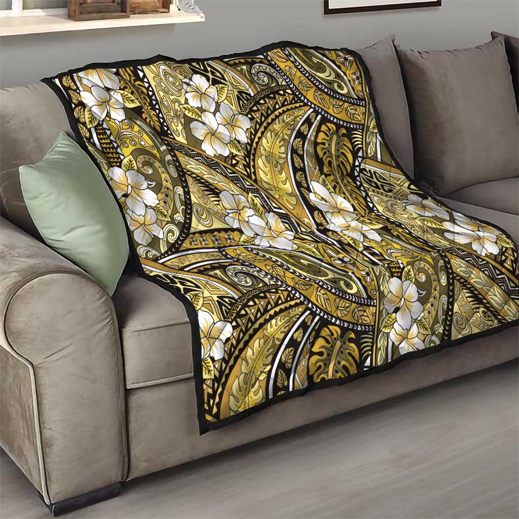 Polynesian Hibiscus Tropical Yellow Floral Quilt Tribal Pattern - Polynesian Pride