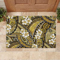 Polynesian Hibiscus Tropical Yellow Floral Rubber Doormat Tribal Pattern - Polynesian Pride