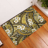 Polynesian Hibiscus Tropical Yellow Floral Rubber Doormat Tribal Pattern - Polynesian Pride