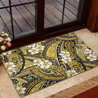 Polynesian Hibiscus Tropical Yellow Floral Rubber Doormat Tribal Pattern - Polynesian Pride