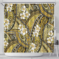 Polynesian Hibiscus Tropical Yellow Floral Shower Curtain Tribal Pattern - Polynesian Pride
