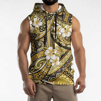 Polynesian Hibiscus Tropical Yellow Floral Sleeveless Hoodie Tribal Pattern - Polynesian Pride