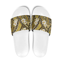 Polynesian Hibiscus Tropical Yellow Floral Slide Sandals Tribal Pattern - Polynesian Pride