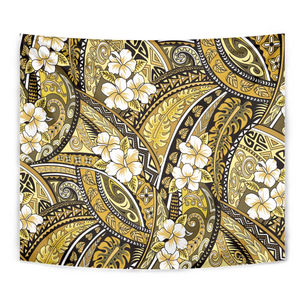 Polynesian Hibiscus Tropical Yellow Floral Tapestry Tribal Pattern - Polynesian Pride