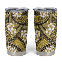 Polynesian Hibiscus Tropical Yellow Floral Tumbler Cup Tribal Pattern - Polynesian Pride