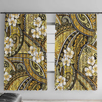 Polynesian Hibiscus Tropical Yellow Floral Window Curtain Tribal Pattern - Polynesian Pride