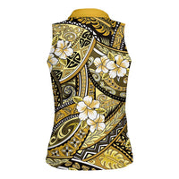 Polynesian Hibiscus Tropical Yellow Floral Women Sleeveless Polo Shirt Tribal Pattern - Polynesian Pride