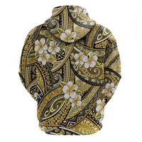 Polynesian Hibiscus Tropical Yellow Floral Zip Hoodie Tribal Pattern - Polynesian Pride