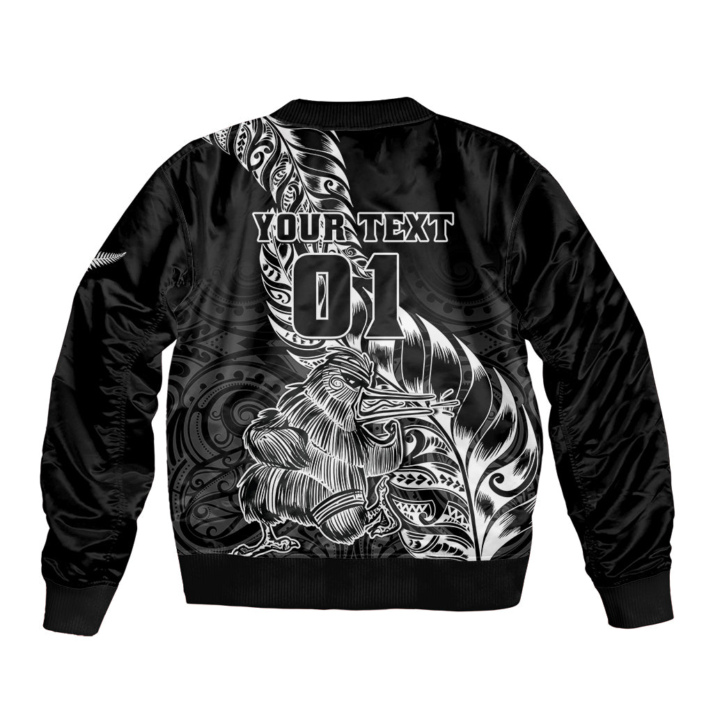 Custom New Zealand Silver Fern Rugby Bomber Jacket Aotearoa Kiwi Maori Black Version LT01 - Polynesian Pride