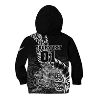 Custom New Zealand Silver Fern Rugby Kid Hoodie Aotearoa Kiwi Maori Black Version LT01 - Polynesian Pride