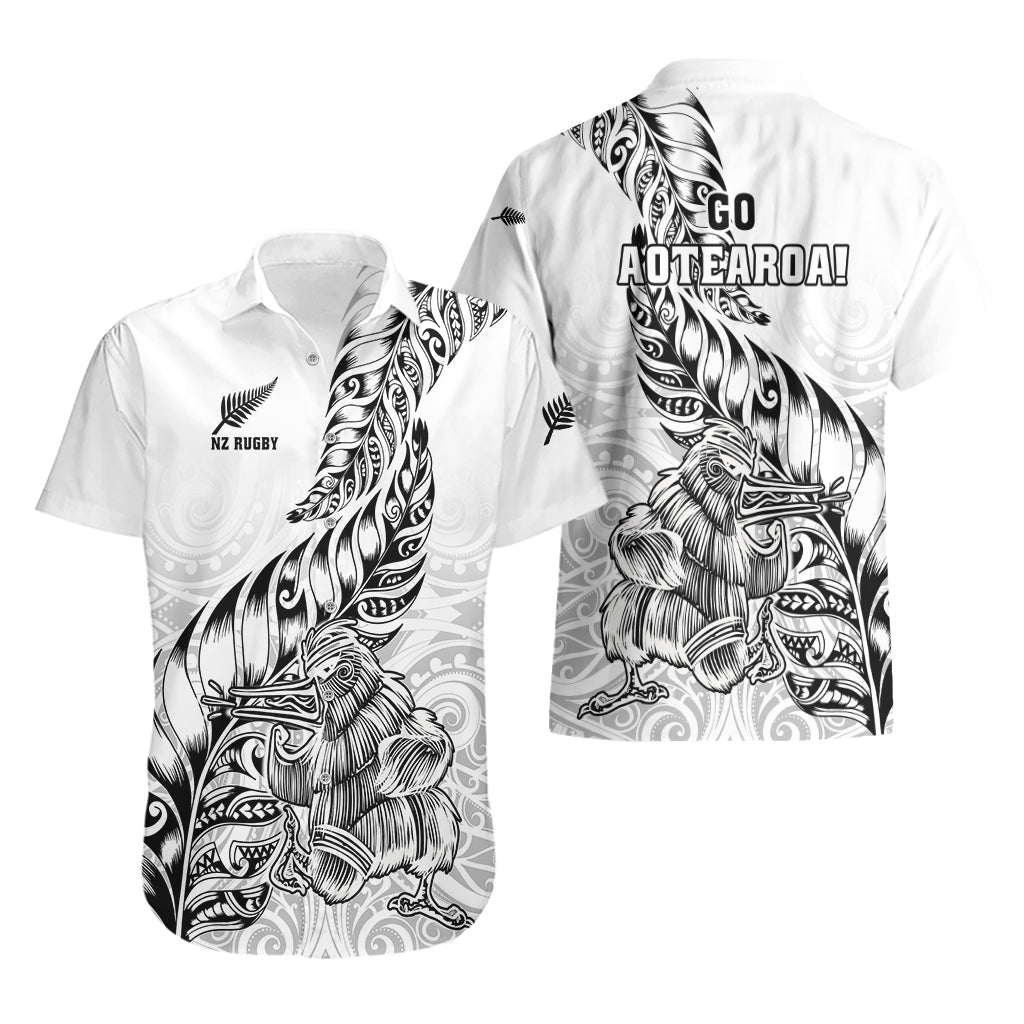 New Zealand Silver Fern Rugby Hawaiian Shirt Aotearoa Kiwi Maori White Version LT01 - Polynesian Pride
