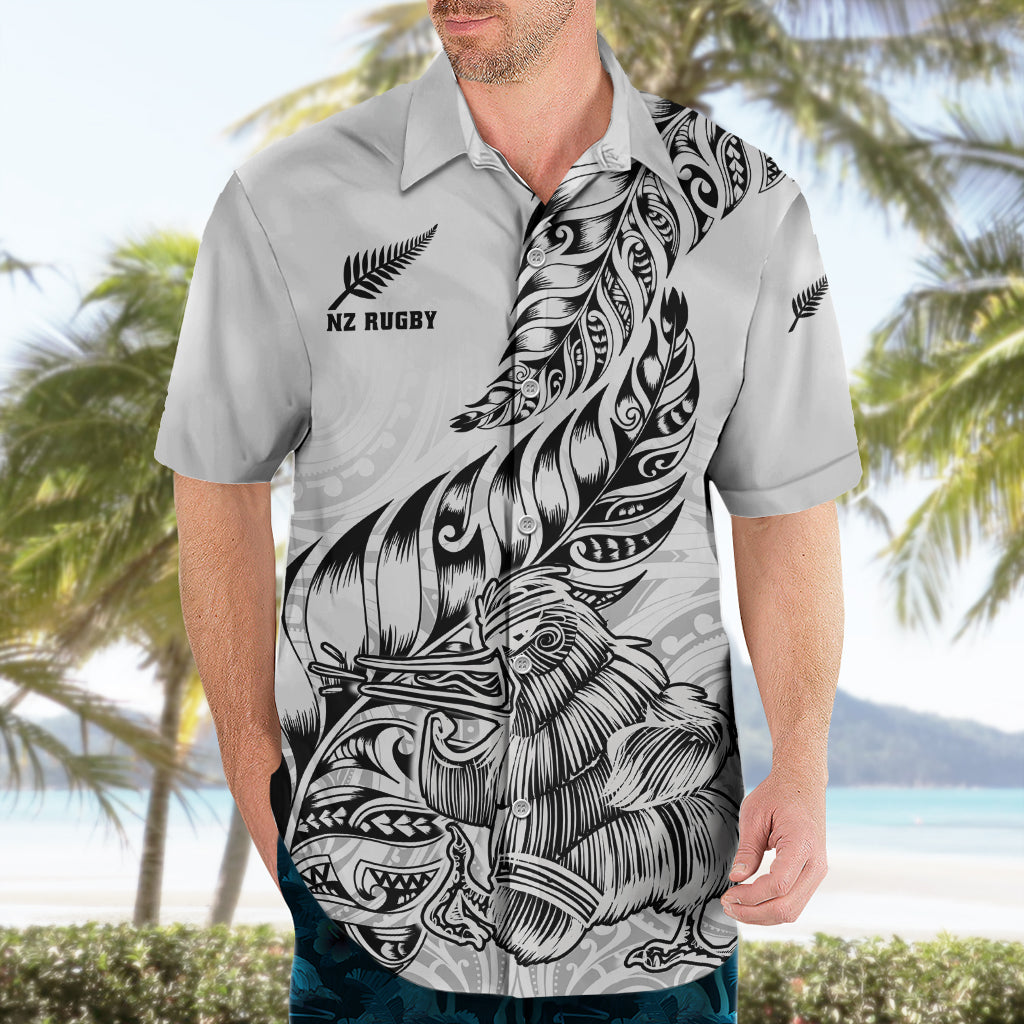 New Zealand Silver Fern Rugby Hawaiian Shirt Aotearoa Kiwi Maori White Version LT01 - Polynesian Pride
