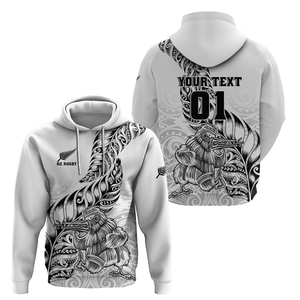 Custom New Zealand Silver Fern Rugby Hoodie Aotearoa Kiwi Maori White Version LT01 - Polynesian Pride