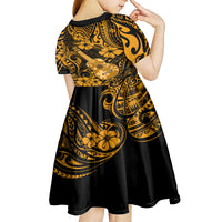 Hawaii Ukulele Kid Short Sleeve Dress Polynesian Pattern Gold Version LT01 - Polynesian Pride