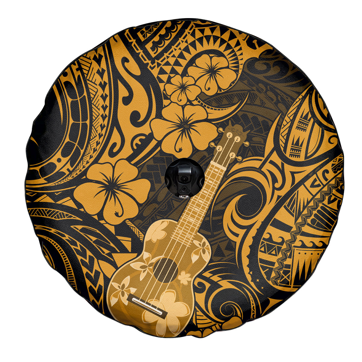 Hawaii Ukulele Spare Tire Cover Polynesian Pattern Gold Version LT01 - Polynesian Pride