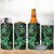 Hawaii Ukulele 4 in 1 Can Cooler Tumbler Polynesian Pattern Green Version
