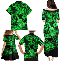 Hawaii Ukulele Family Matching Puletasi Dress and Hawaiian Shirt Polynesian Pattern Green Version LT01 - Polynesian Pride