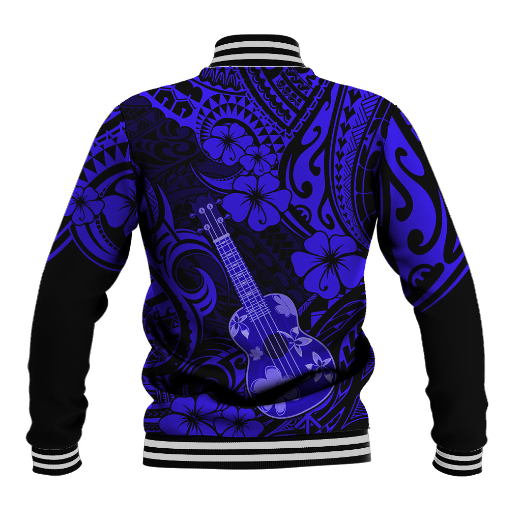 Hawaii Ukulele Baseball Jacket Polynesian Pattern Navy Blue Version LT01 - Polynesian Pride