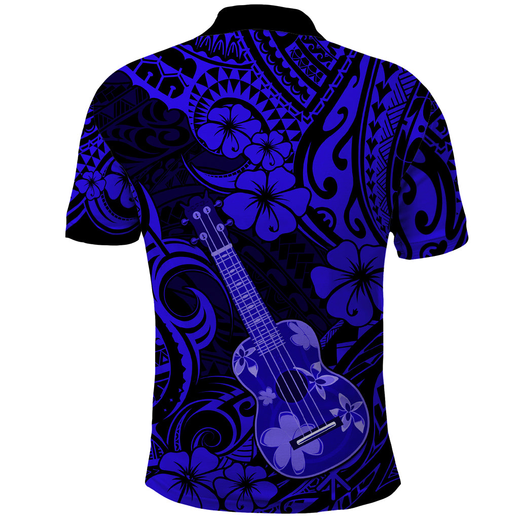 Hawaii Ukulele Polo Shirt Polynesian Pattern Navy Blue Version LT01 - Polynesian Pride