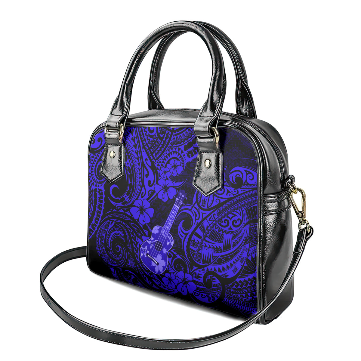 Hawaii Ukulele Shoulder Handbag Polynesian Pattern Navy Blue Version LT01 - Polynesian Pride