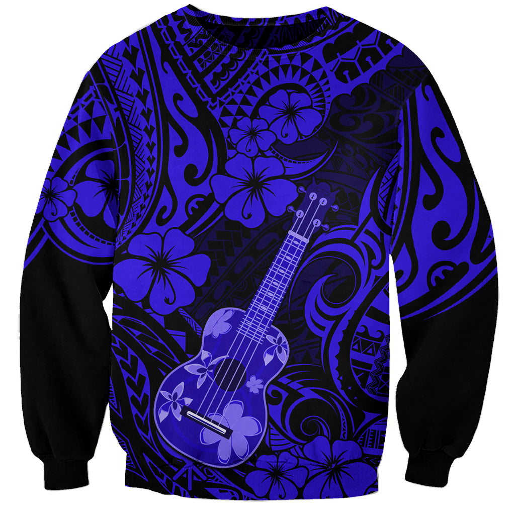 Hawaii Ukulele Sweatshirt Polynesian Pattern Navy Blue Version LT01 Unisex Blue - Polynesian Pride