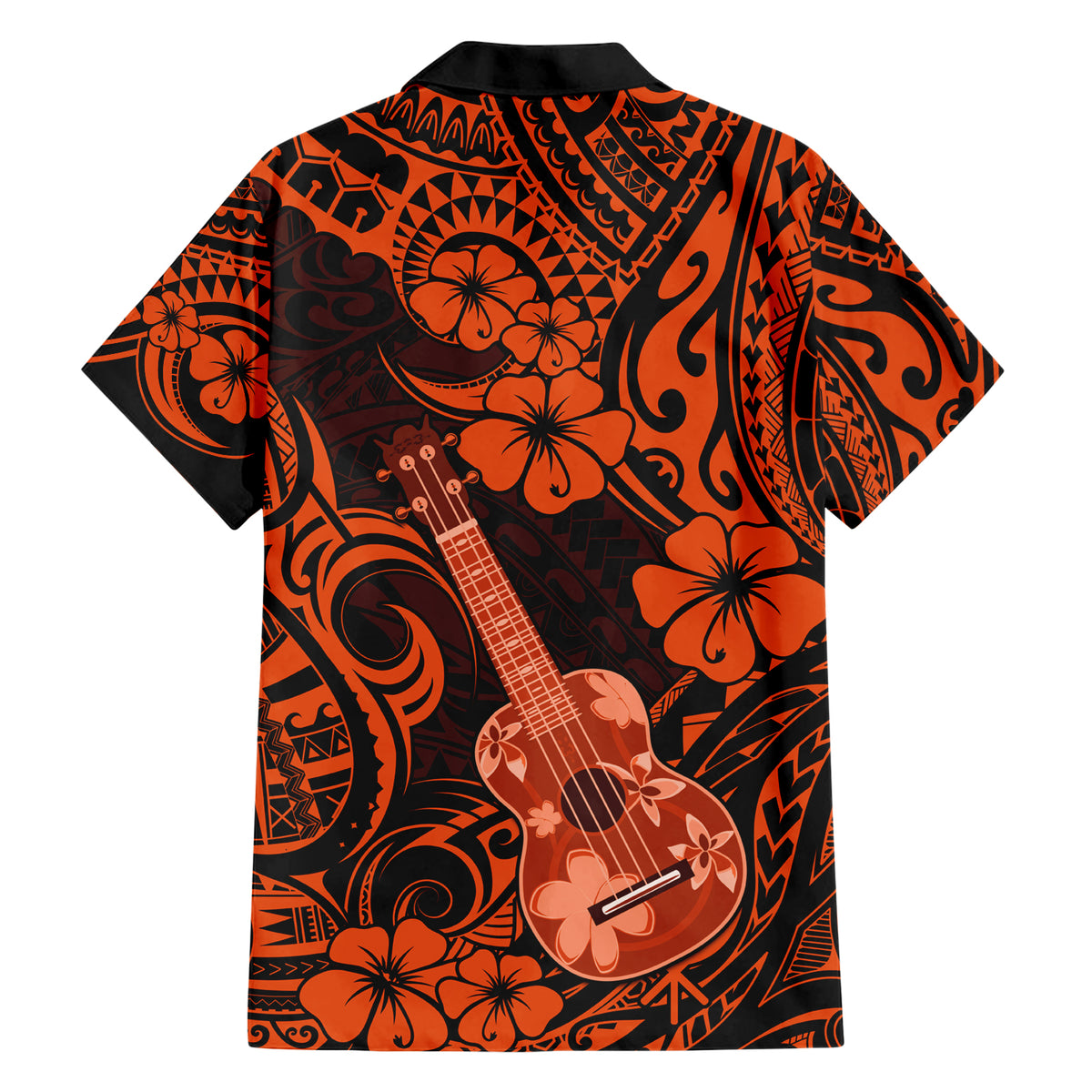Hawaii Ukulele Hawaiian Shirt Polynesian Pattern Orange Version LT01 - Polynesian Pride
