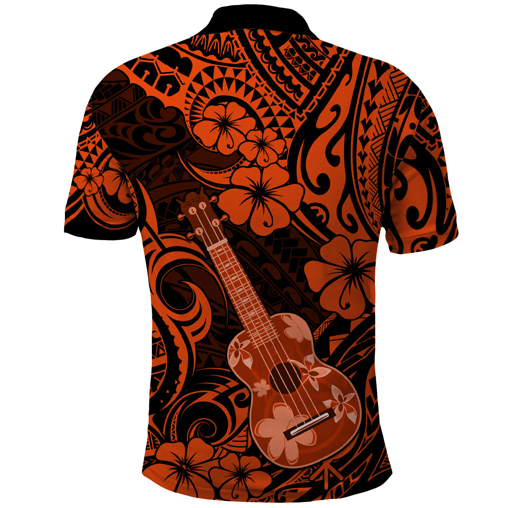 Hawaii Ukulele Polo Shirt Polynesian Pattern Orange Version LT01 - Polynesian Pride