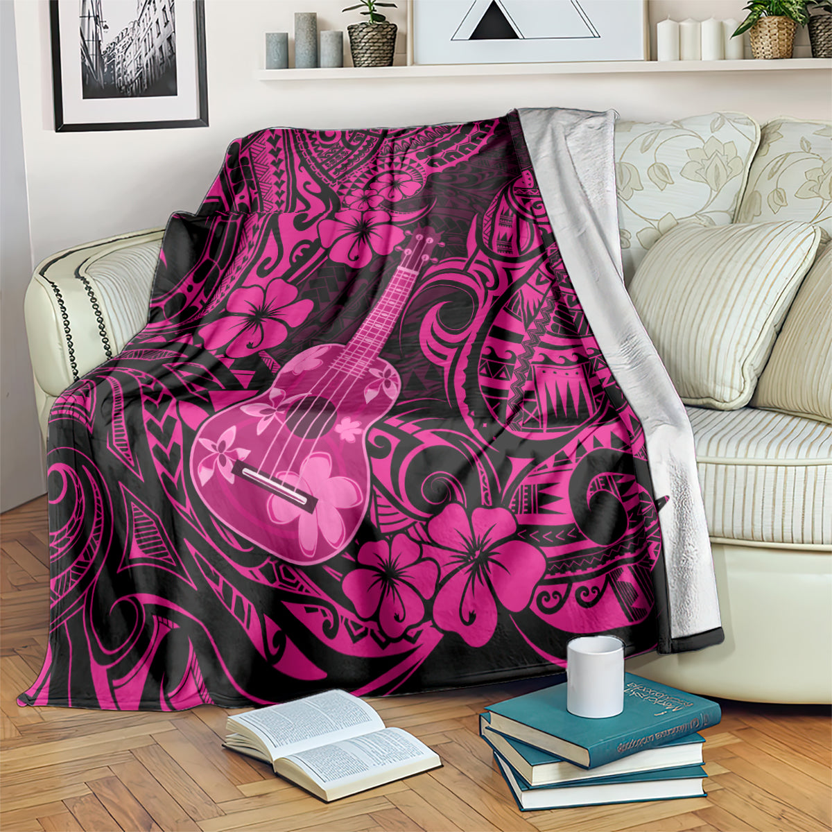 Hawaii Ukulele Blanket Polynesian Pattern Pink Version LT01 - Polynesian Pride