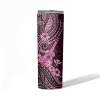 Hawaii Ukulele Skinny Tumbler Polynesian Pattern Pink Version