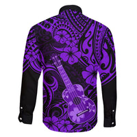 Hawaii Ukulele Family Matching Short Sleeve Bodycon Dress and Hawaiian Shirt Polynesian Pattern Purple Version LT01 - Polynesian Pride
