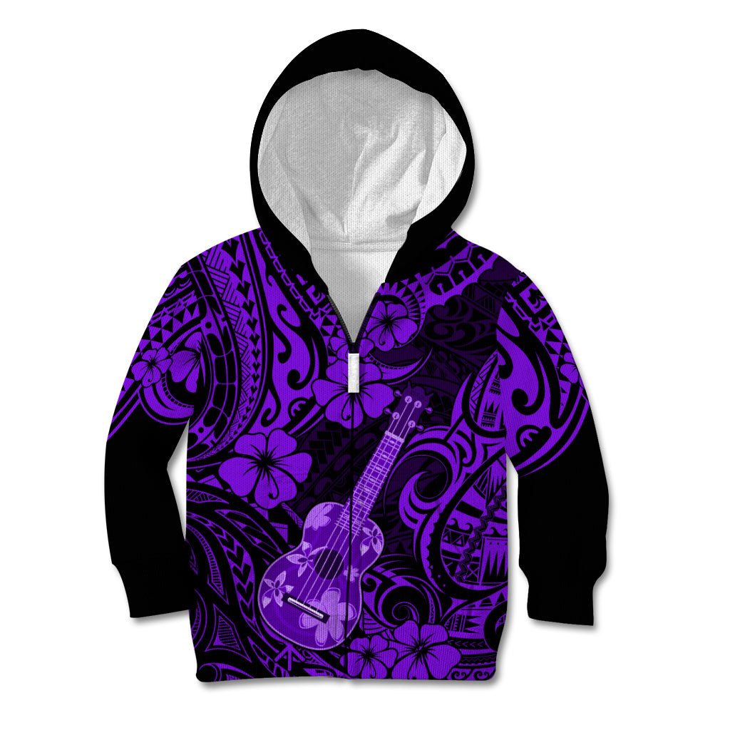 Hawaii Ukulele Kid Hoodie Polynesian Pattern Purple Version LT01 - Polynesian Pride
