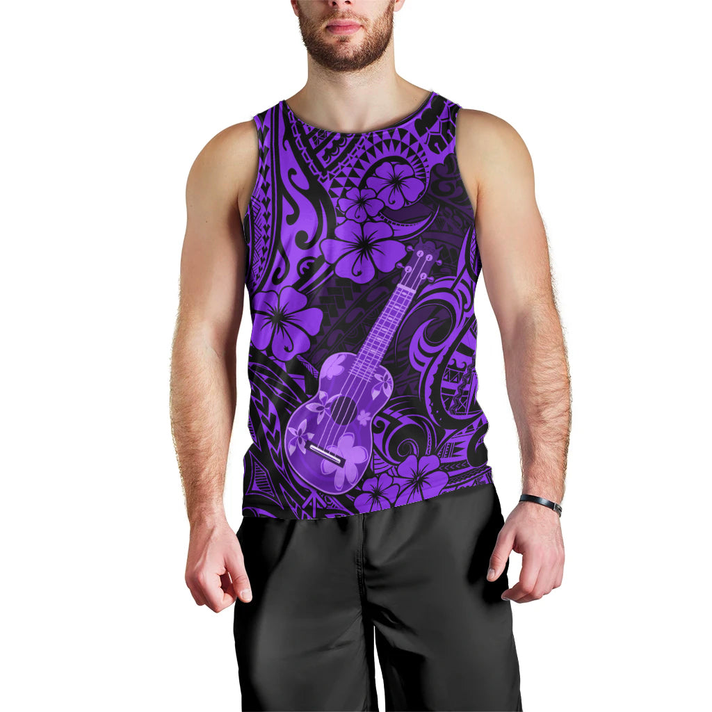 Hawaii Ukulele Men Tank Top Polynesian Pattern Purple Version LT01 - Polynesian Pride