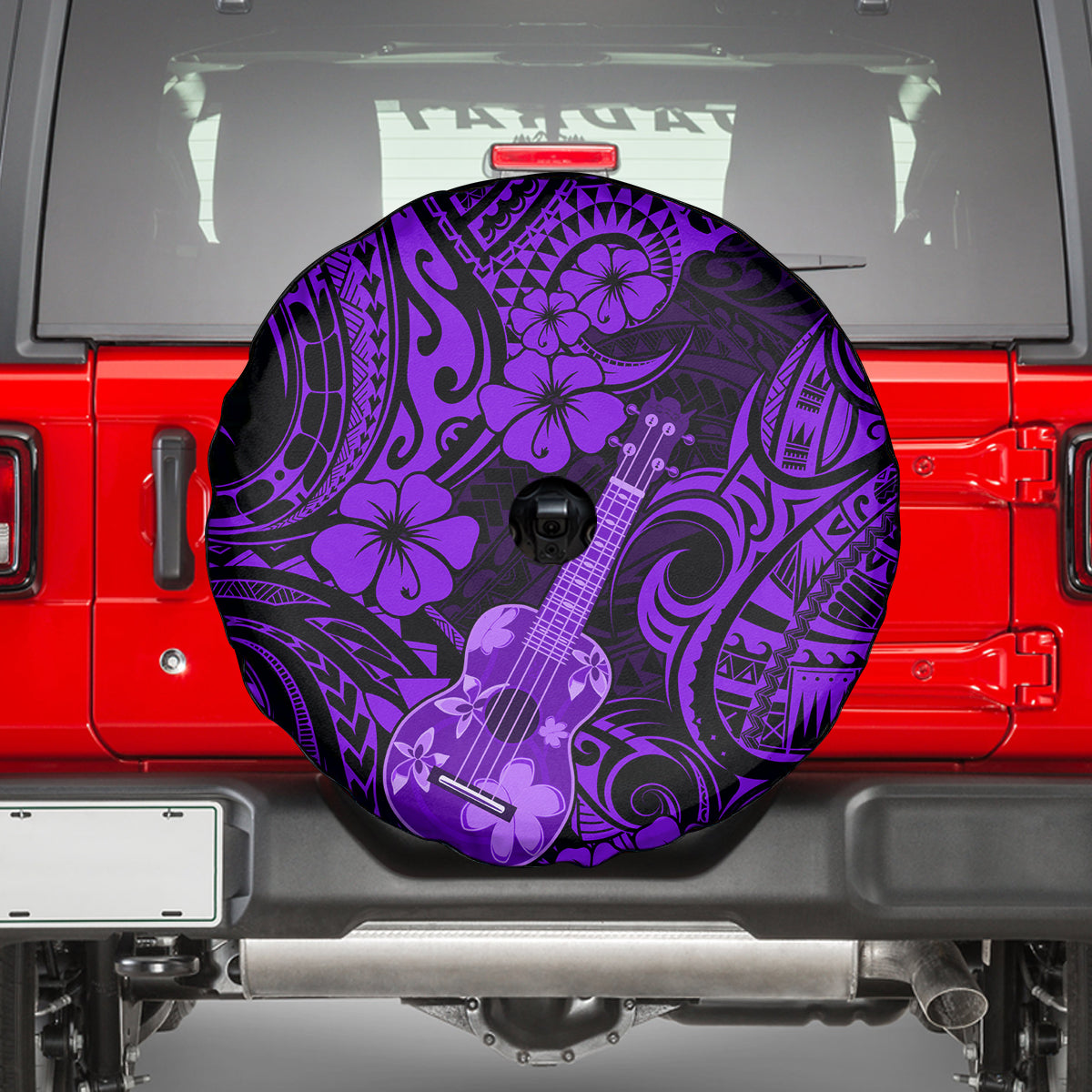Hawaii Ukulele Spare Tire Cover Polynesian Pattern Purple Version LT01 - Polynesian Pride