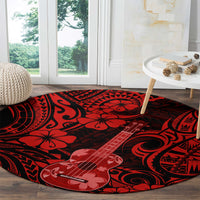 Hawaii Ukulele Round Carpet Polynesian Pattern Red Version LT01 - Polynesian Pride