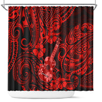Hawaii Ukulele Shower Curtain Polynesian Pattern Red Version LT01 Red - Polynesian Pride