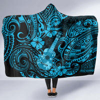Hawaii Ukulele Hooded Blanket Polynesian Pattern Sky Blue Version LT01 - Polynesian Pride