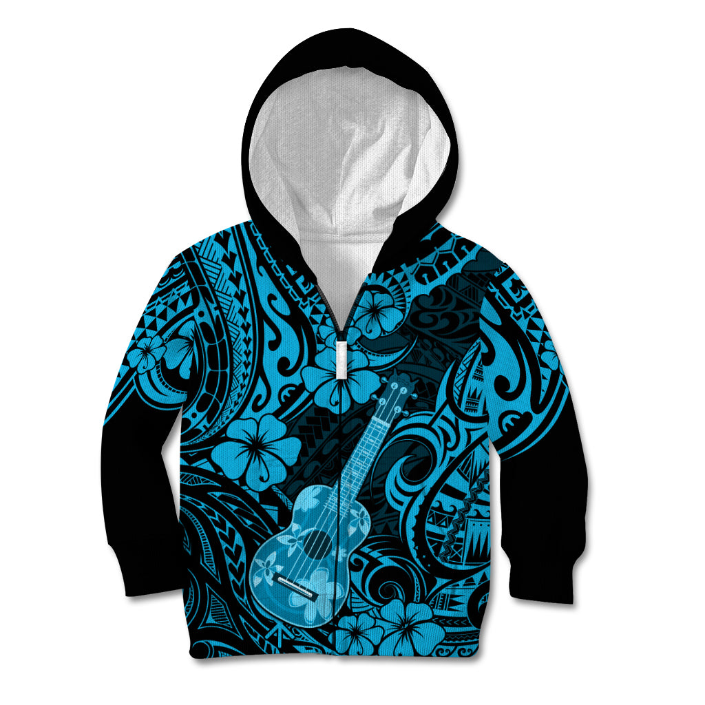 Hawaii Ukulele Kid Hoodie Polynesian Pattern Sky Blue Version LT01 - Polynesian Pride