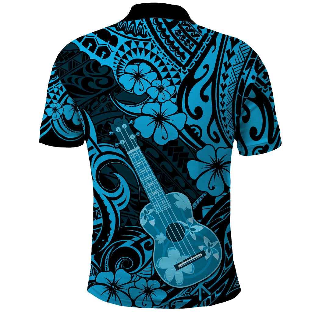 Hawaii Ukulele Polo Shirt Polynesian Pattern Sky Blue Version LT01 - Polynesian Pride