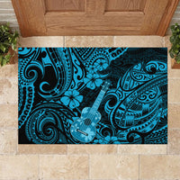 Hawaii Ukulele Rubber Doormat Polynesian Pattern Sky Blue Version LT01 - Polynesian Pride
