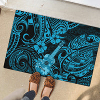 Hawaii Ukulele Rubber Doormat Polynesian Pattern Sky Blue Version LT01 - Polynesian Pride