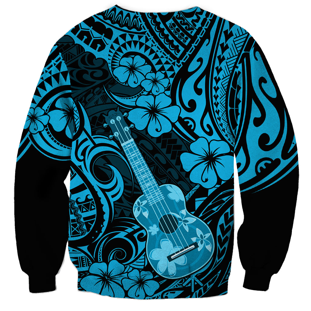 Hawaii Ukulele Sweatshirt Polynesian Pattern Sky Blue Version LT01 - Polynesian Pride