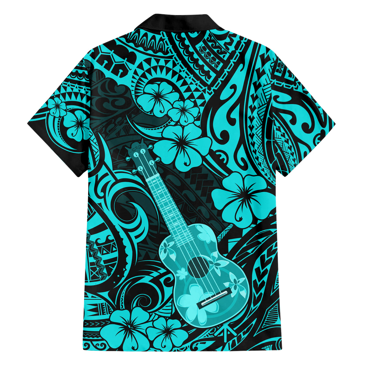 Hawaii Ukulele Hawaiian Shirt Polynesian Pattern Turquoise Version LT01 - Polynesian Pride